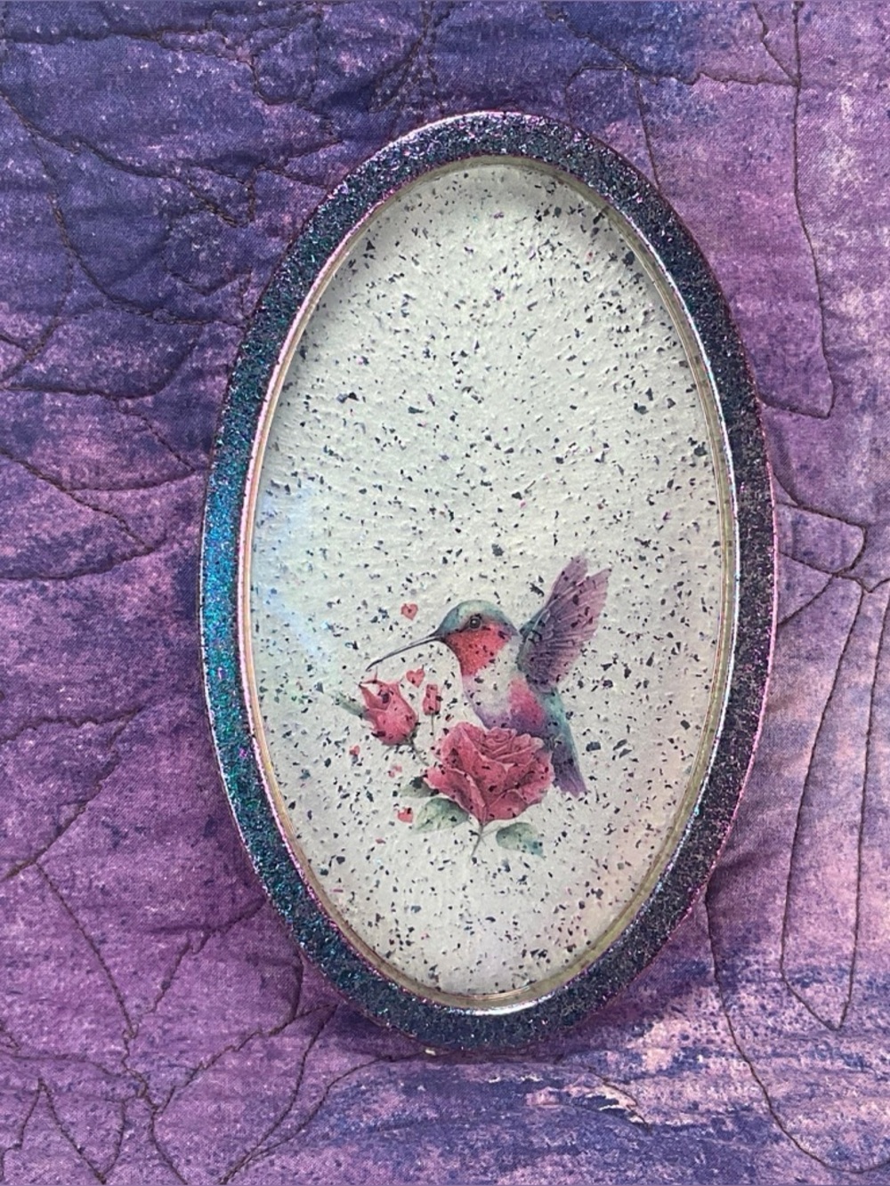 Handmade Oval Glitter Resin Hummingbird Tray. Other Resin Trays in photos.